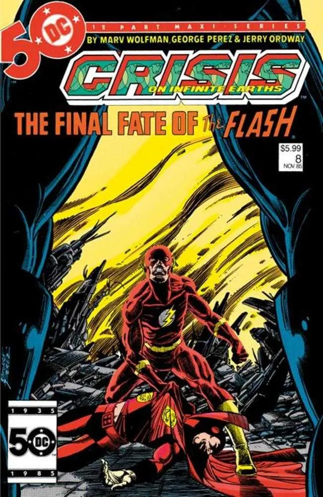 Crisis On Infinite Earths #8 Édition fac-similé Couverture B Variante métallisée de George Perez