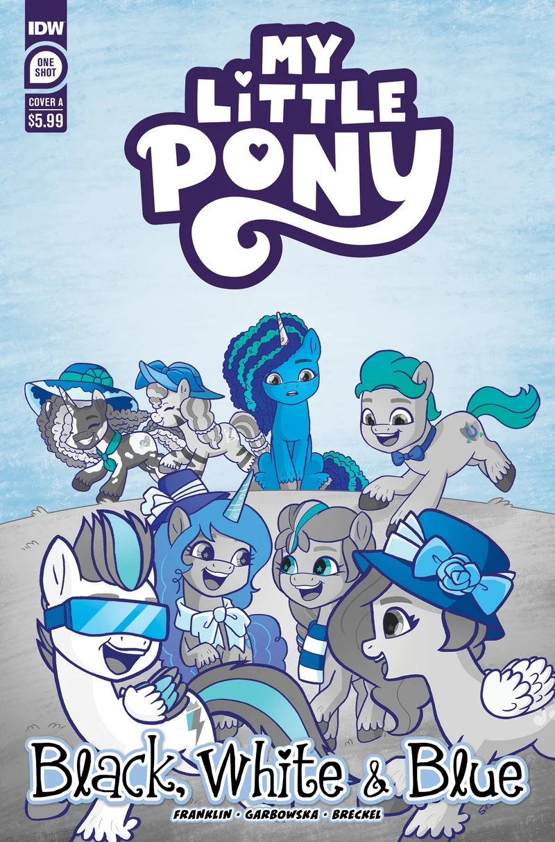 Mon Petit Poney : Couverture A en noir, blanc et bleu (Garbowska)