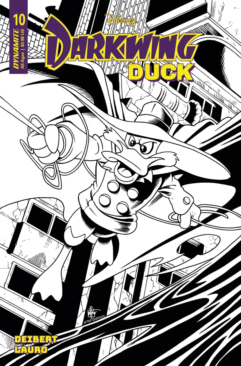 Darkwing Duck #10 Couverture Q 7 Exemplaire Foc Haeser Noir et Blanc