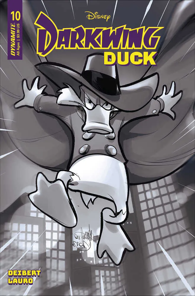 Darkwing Duck #10 Couverture S 7 Exemplaire Foc Andolfo Noir et Blanc