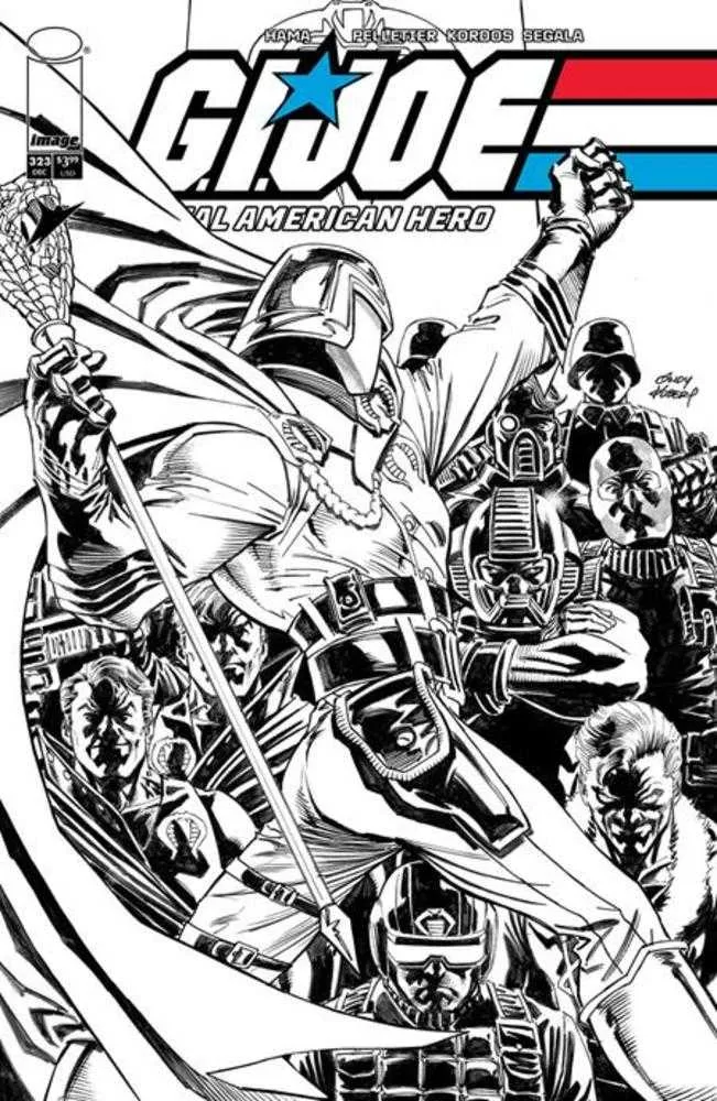 GI Joe, héros américain n° 323, couverture B, variante noir et blanc d'Andy Kubert