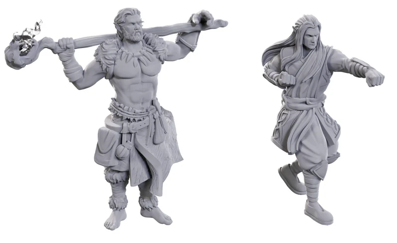 Figurines non peintes D&D : Archdruide WV24 et expert en arts martiaux
